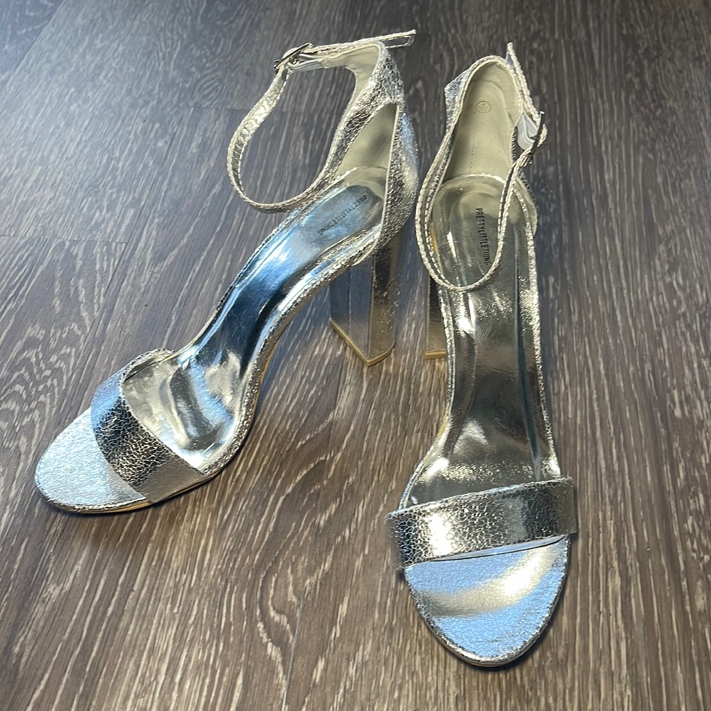 Silver Block Heels